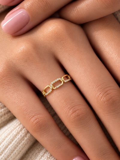 Elara Hexa Link CZ Ring