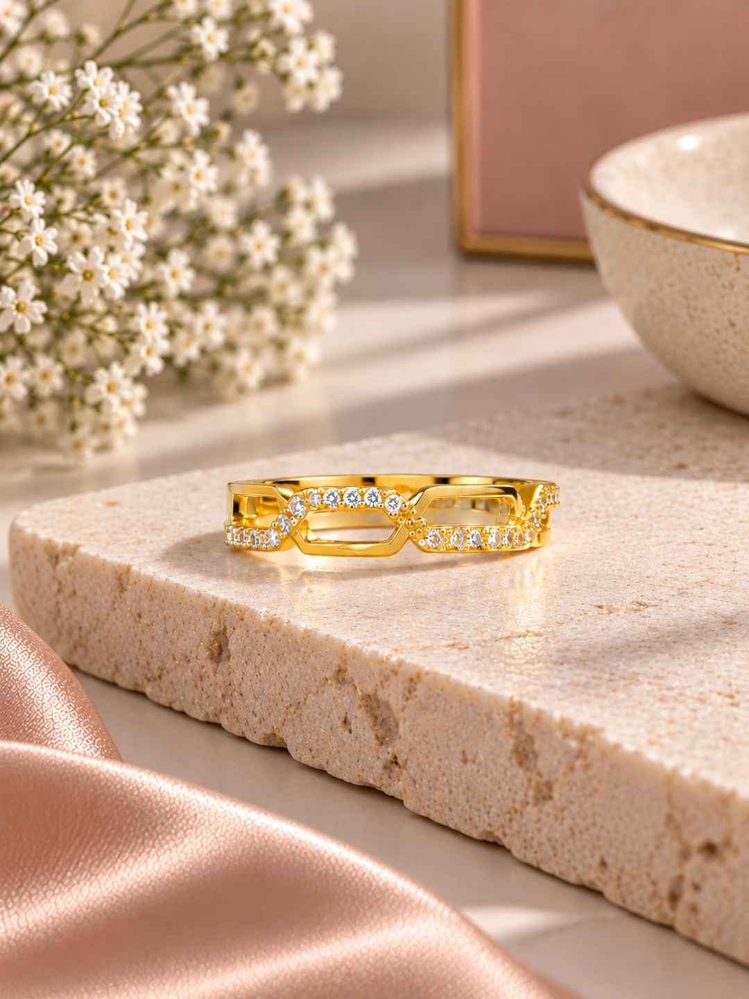 Elara Hexa Link CZ Ring
