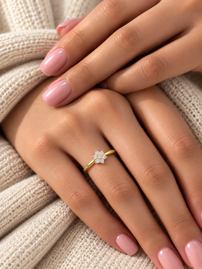 Elara Floral Bloom CZ Ring
