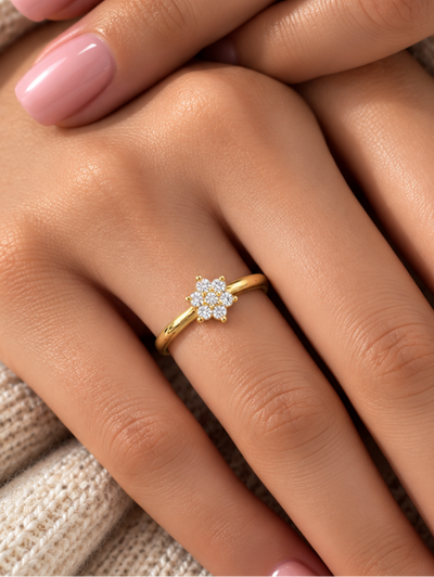 Elara Floral Bloom CZ Ring