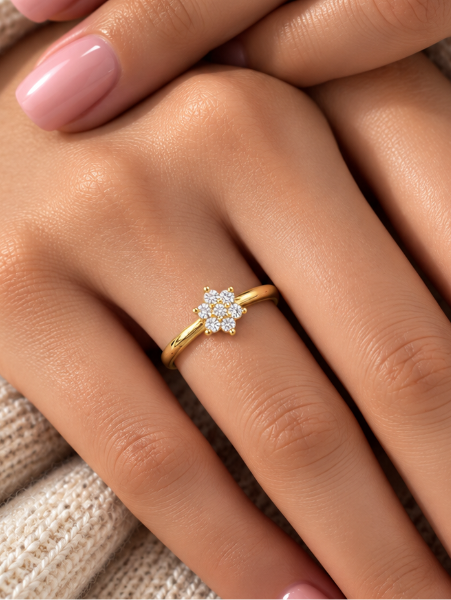 Elara Floral Bloom CZ Ring