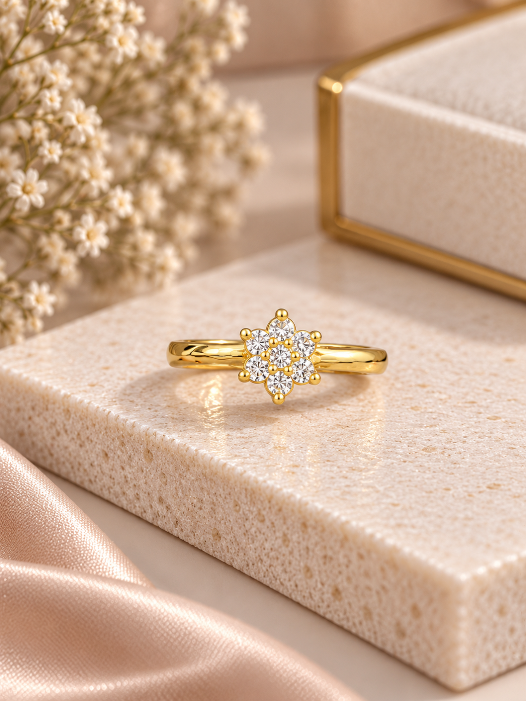 Elara Floral Bloom CZ Ring
