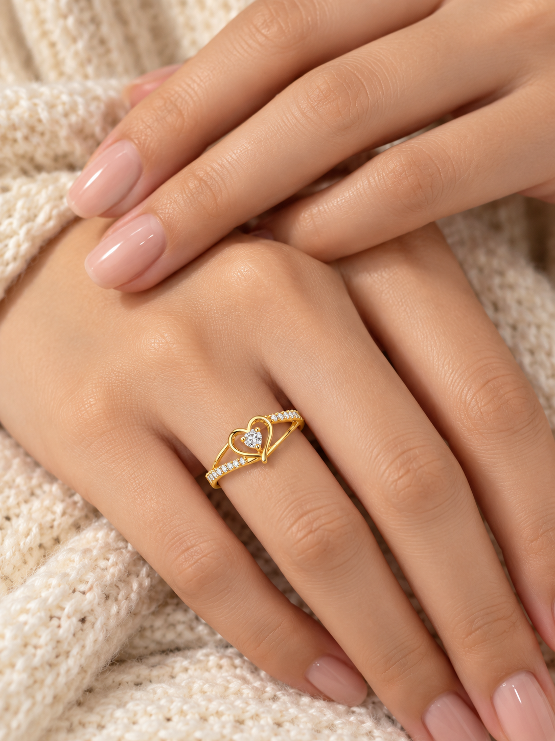 Elara Heart Embrace CZ Ring