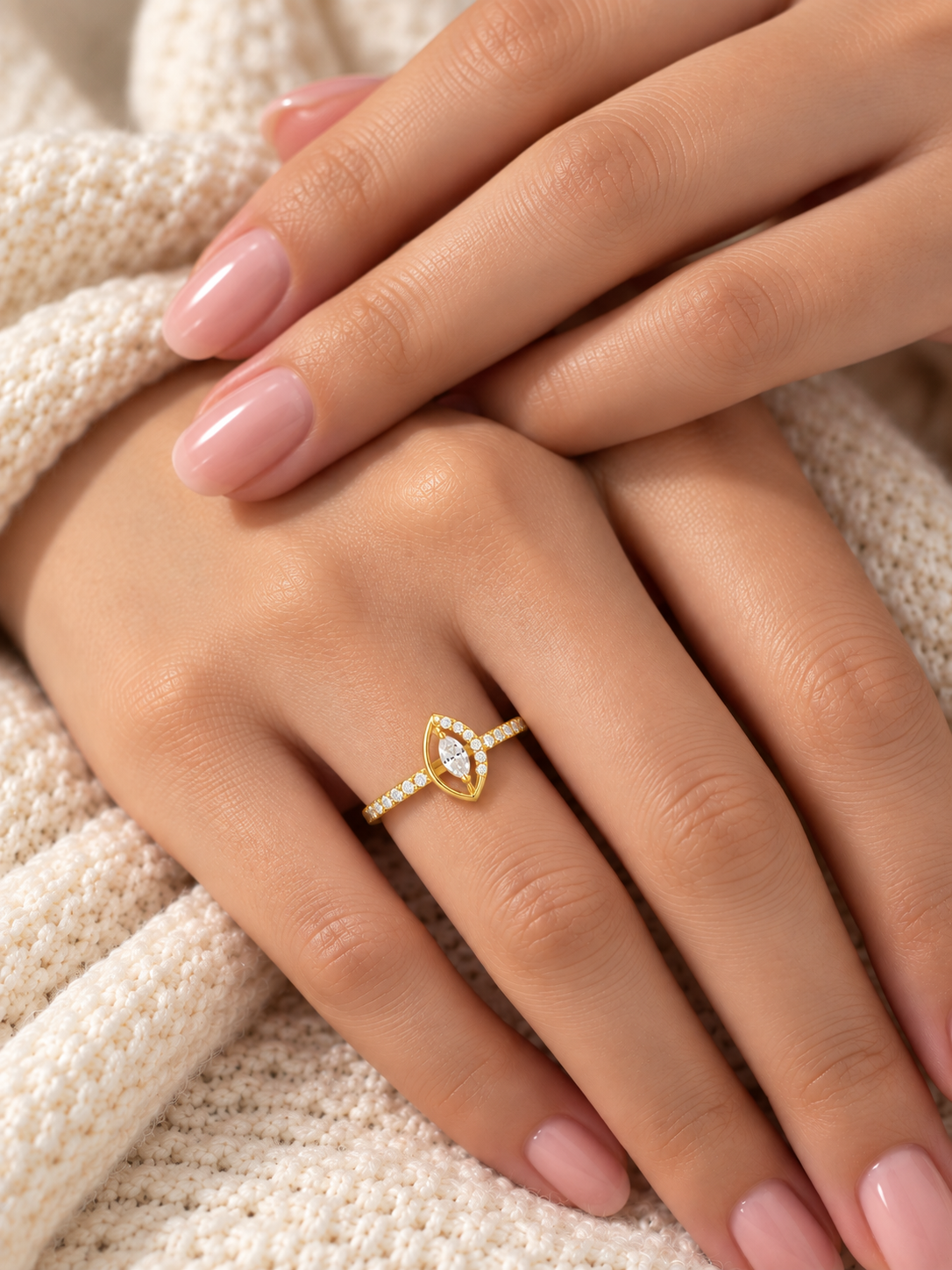 Elara Marquise Halo CZ Ring
