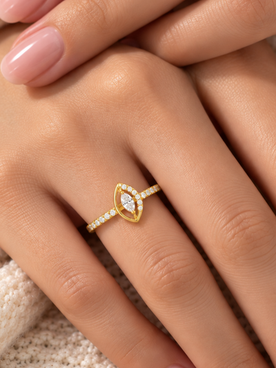 Elara Marquise Halo CZ Ring