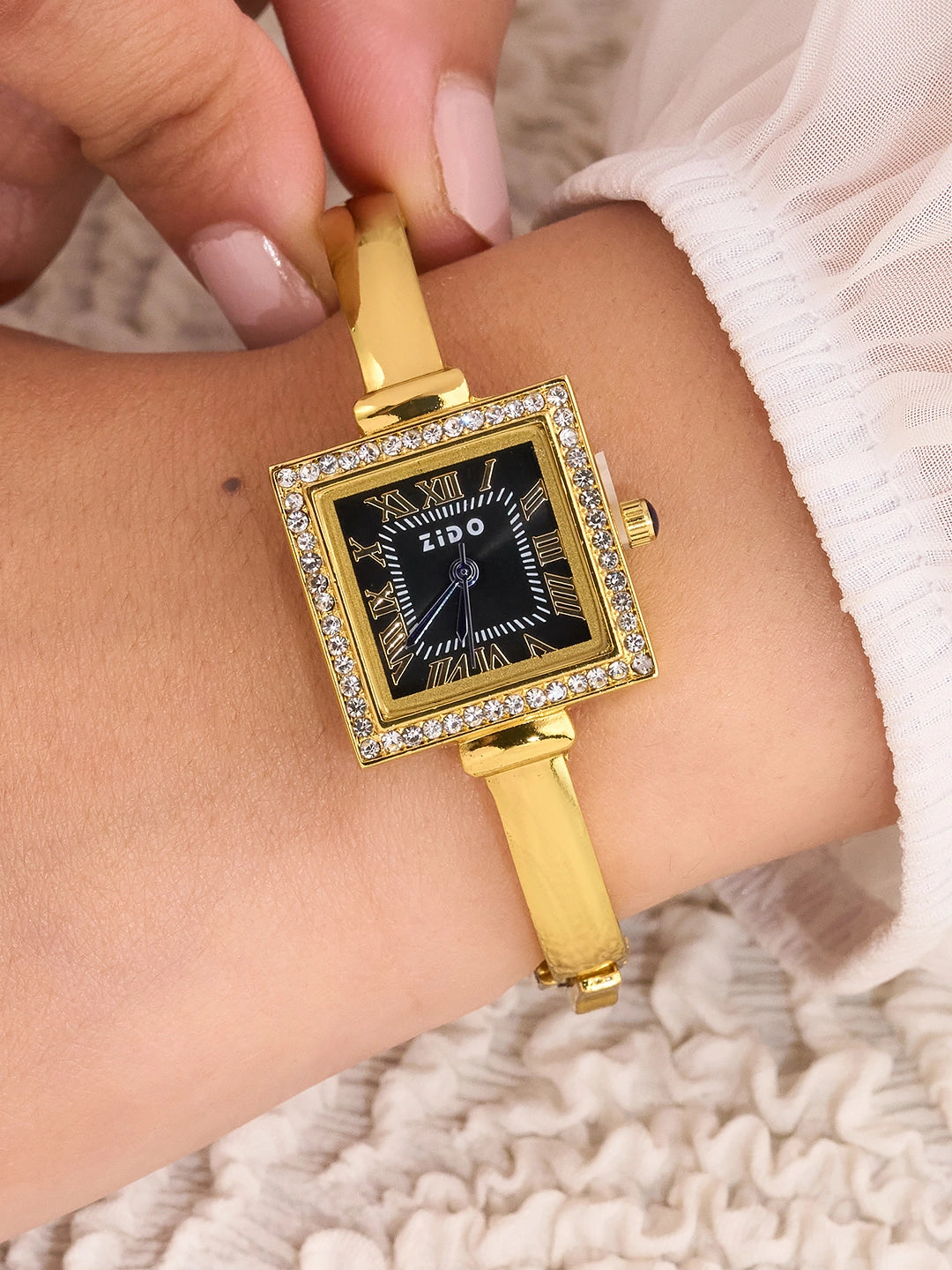 Valentina Noir Square Halo Women’s Watch