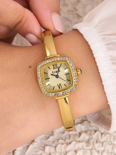 Elara Luxe Square Crystal Women’s Watch