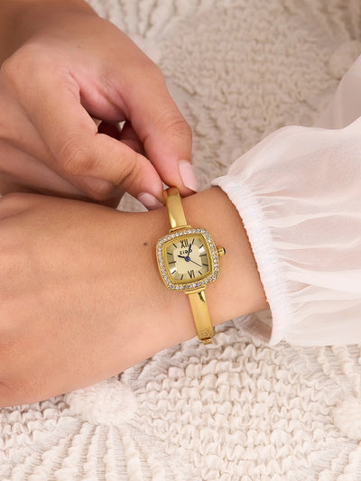 Elara Luxe Square Crystal Women’s Watch