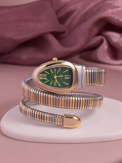 Elara Emerald Two-Tone Oval Women’s Watch