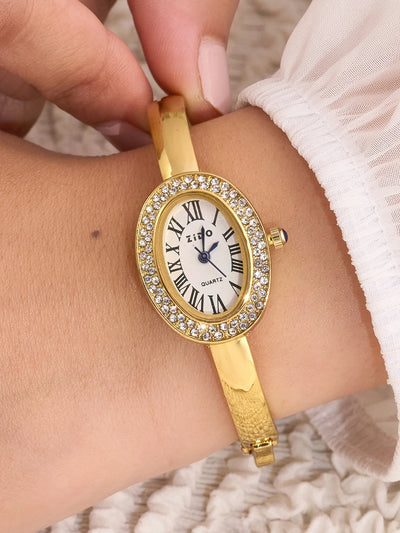 Elara Roman Oval Crystal Women’s Watch