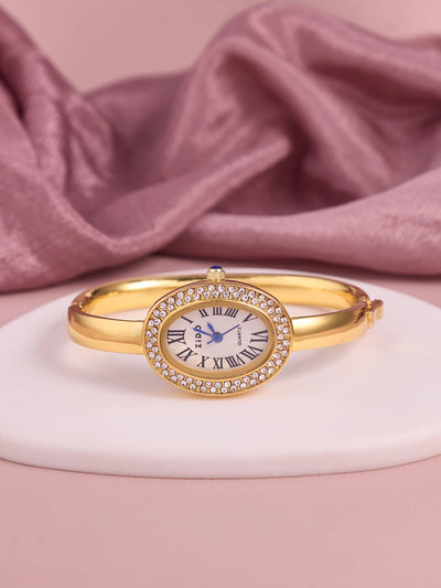 Elara Roman Oval Crystal Women’s Watch