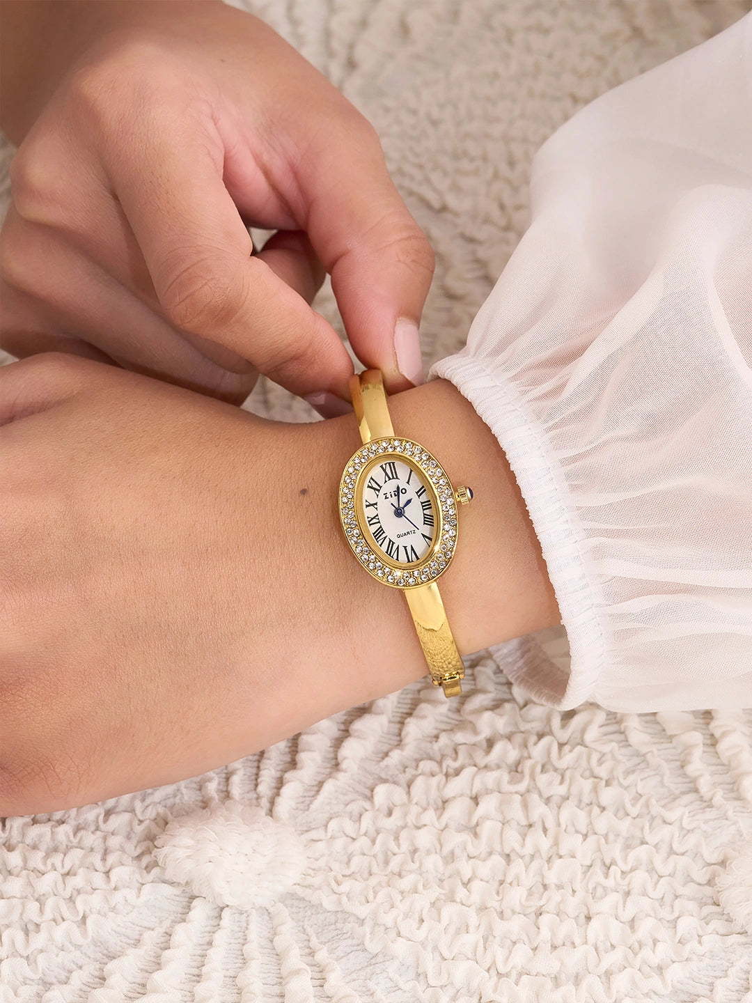 Elara Roman Oval Crystal Women’s Watch