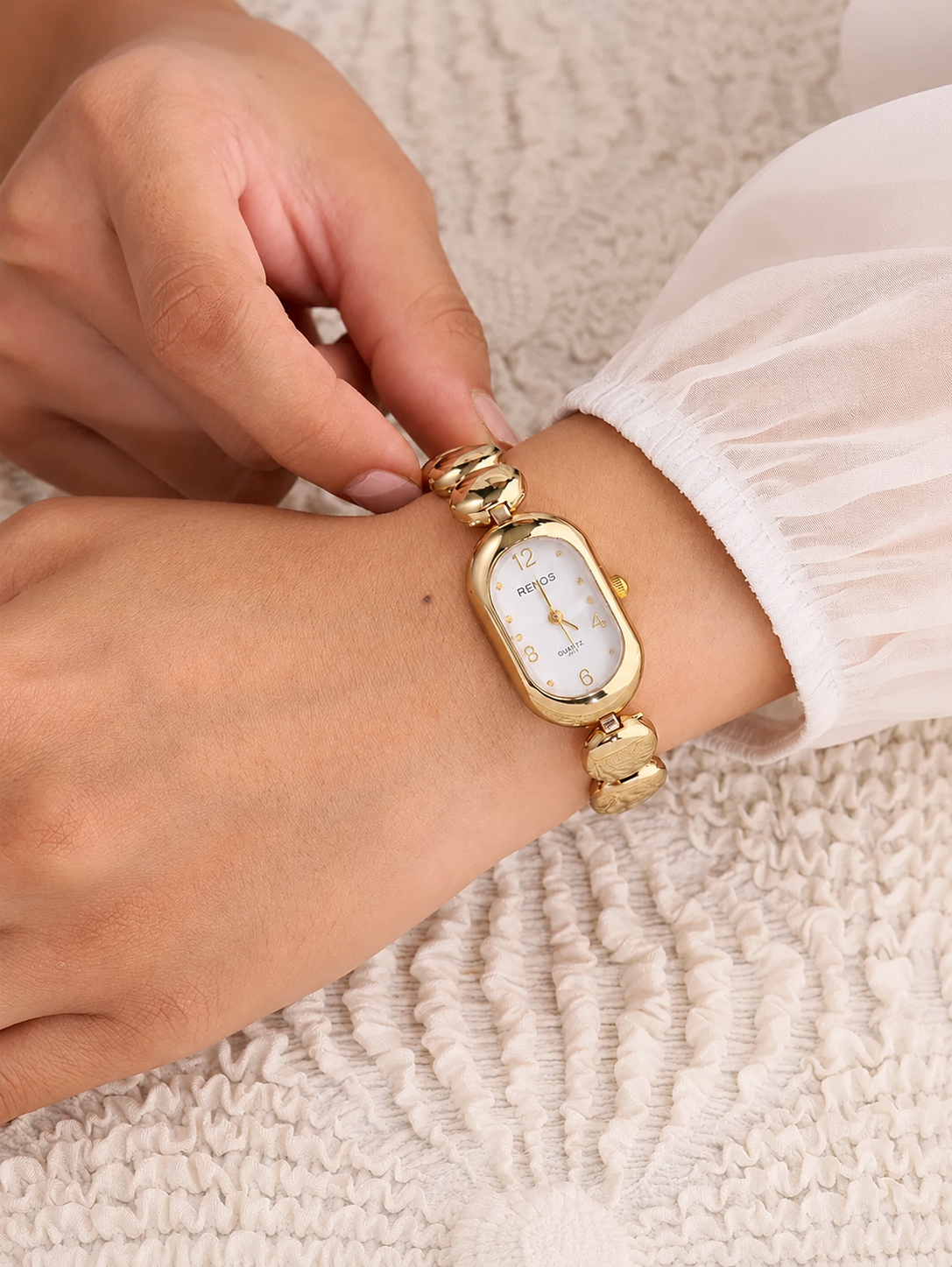 Elara Pearl Link Women’s Watch