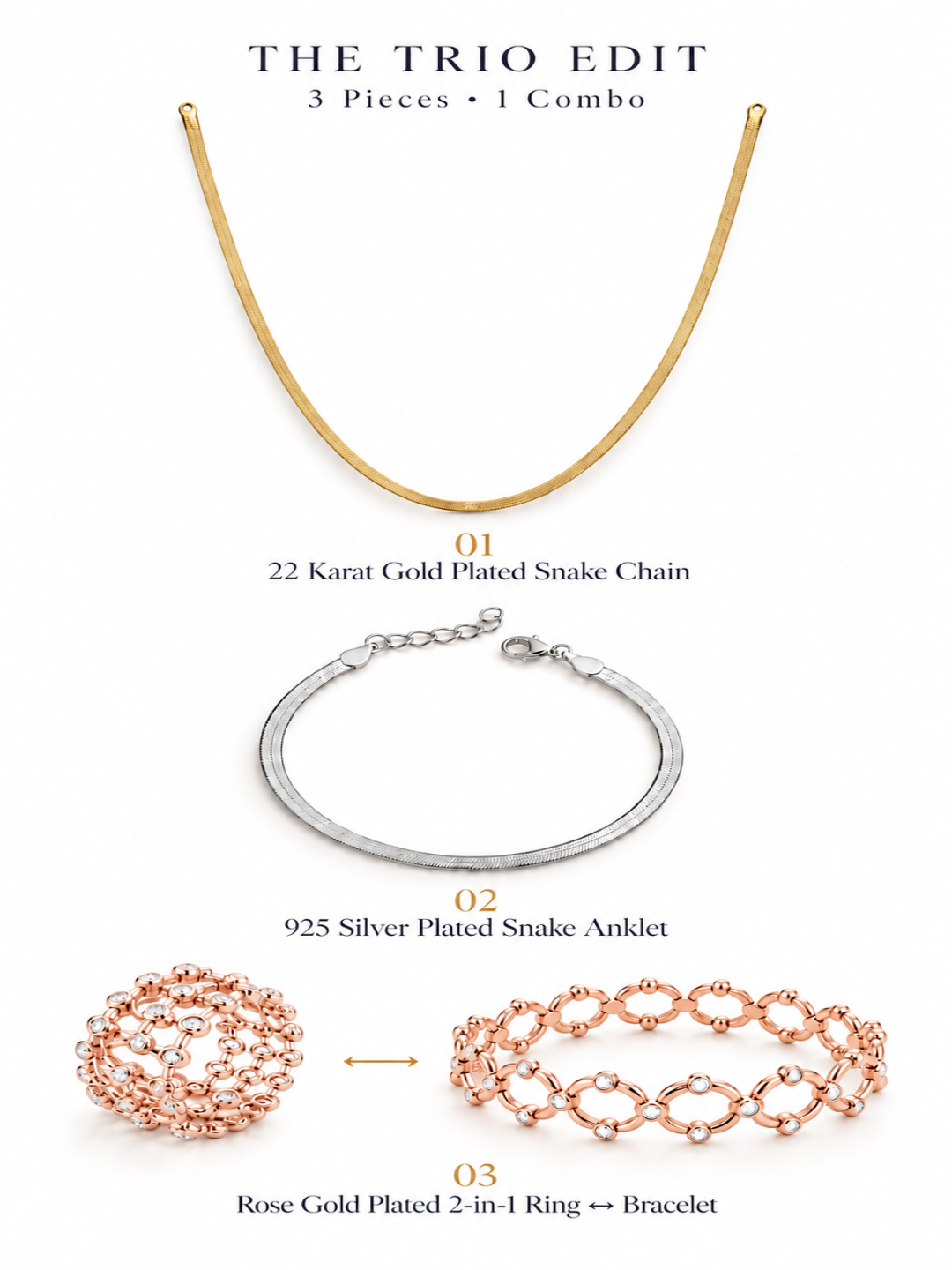 3 Pieces Combo - ROSE GOLD