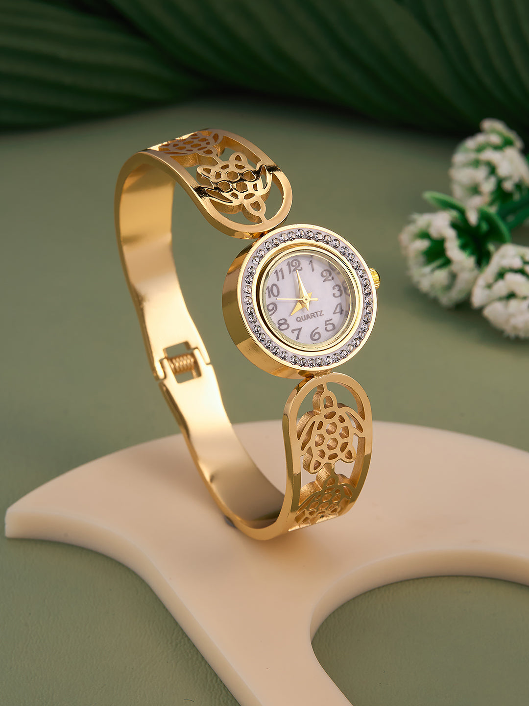 Elvaya Lotus Cuff Bracelet Watch