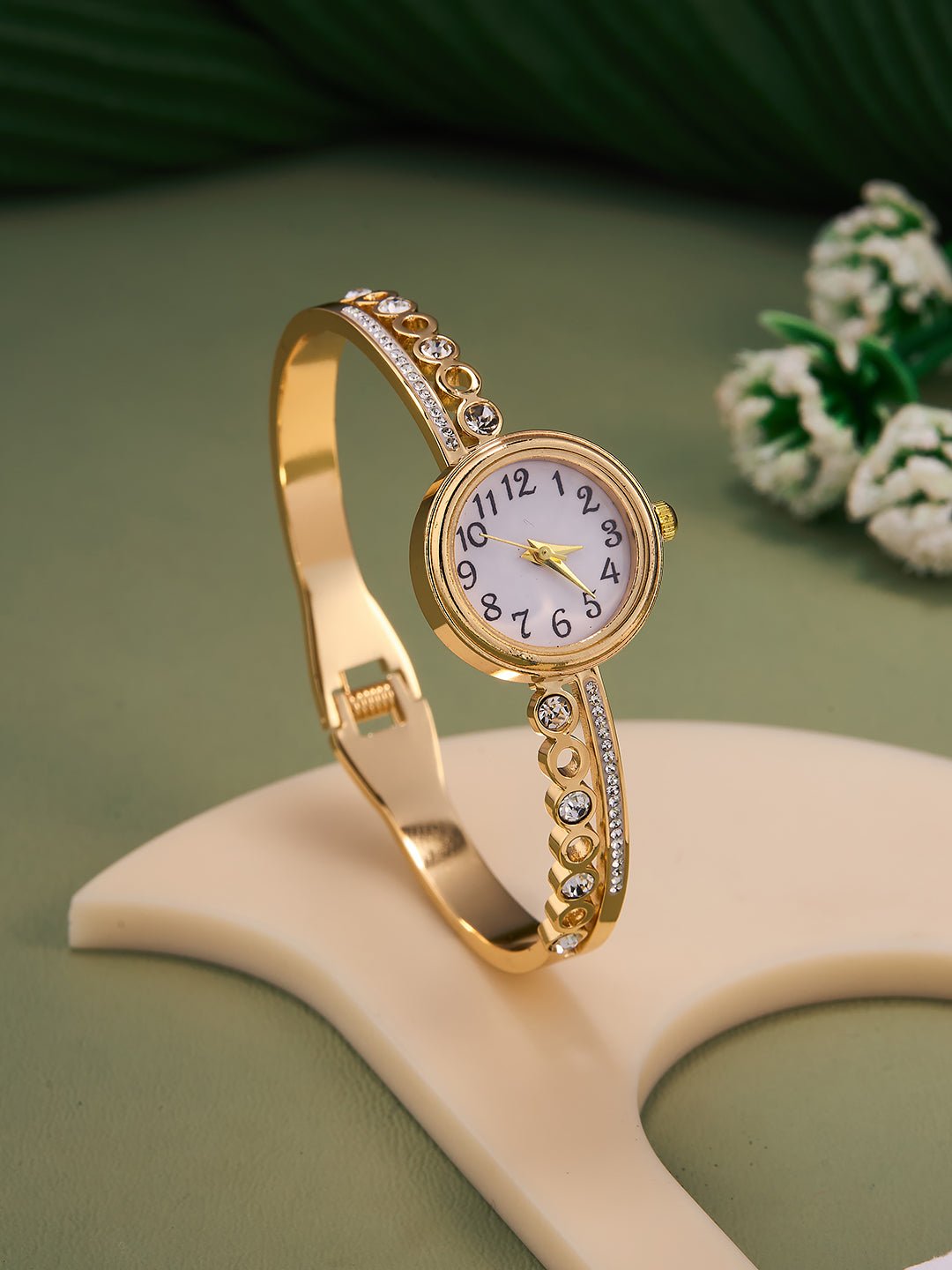 Elvaya Halo Crystal Cuff Watch