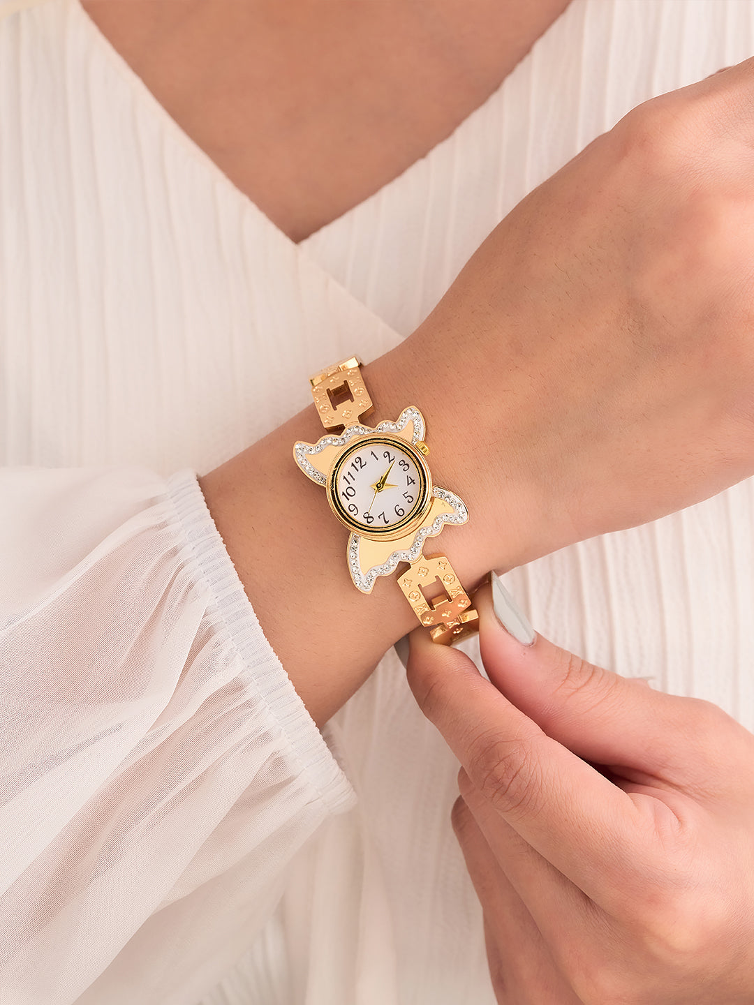 Elvaya Butterfly Crystal Cuff Watch