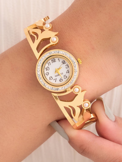 Elvaya Pearl Crown Cuff Watch