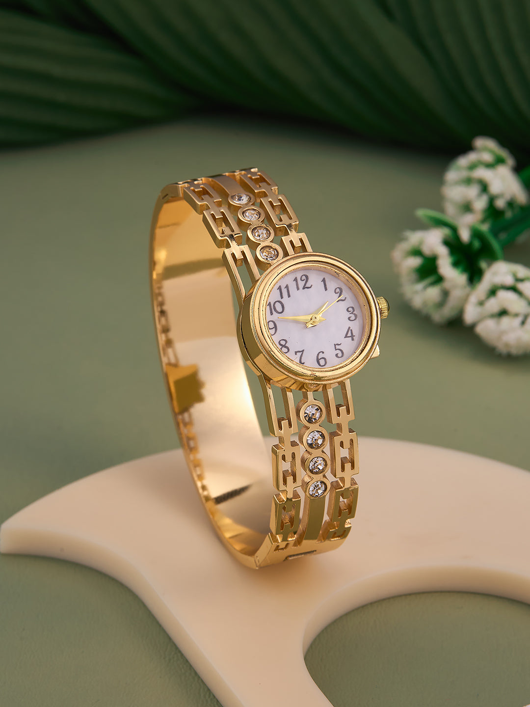 Elvaya Crystal Link Cuff Watch