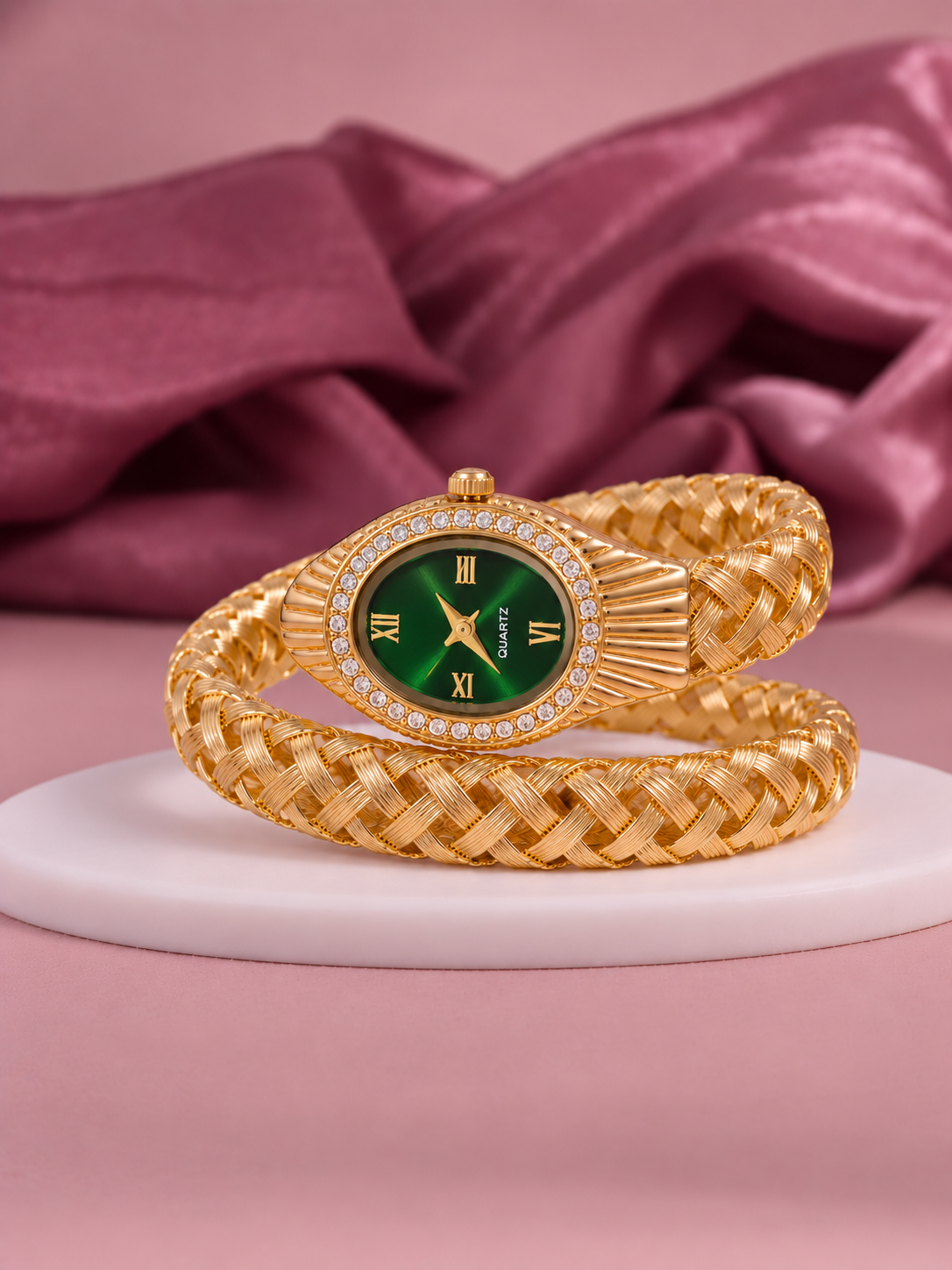 Elara Emerald Braided Women’s Watch