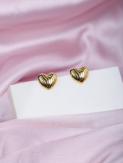 Golden Heartbeat Stud Earrings
