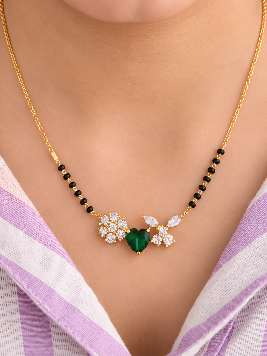 Aurelia Green Heart Mangalsutra