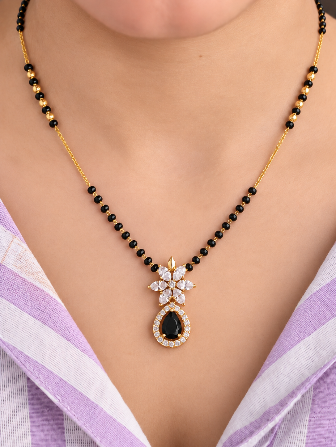 Aarvika Black Bead Mangalsutra